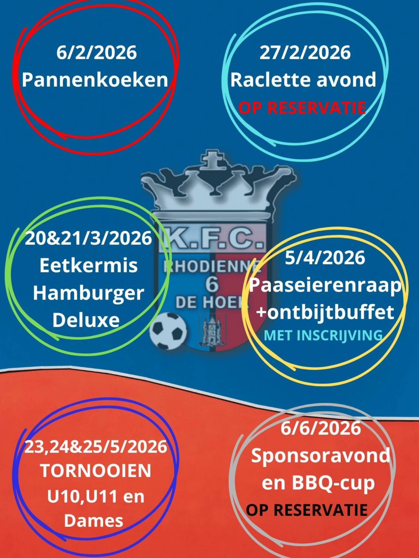 K.F.C RHODIENNE- 6 -DE HOEK - Komende evenementen